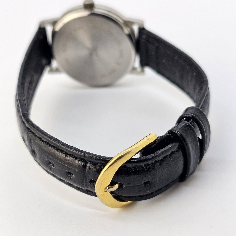 Women's Watch 32MM Gray Case White Dial Black Leather Bands New Battery - Picture 7 of 11